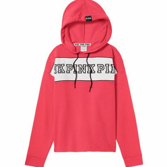 PINK Victoria's Secret Tops - Victoria’s Secret PINK Pink Logo Fleece Pullover Hoodie | Size Medium